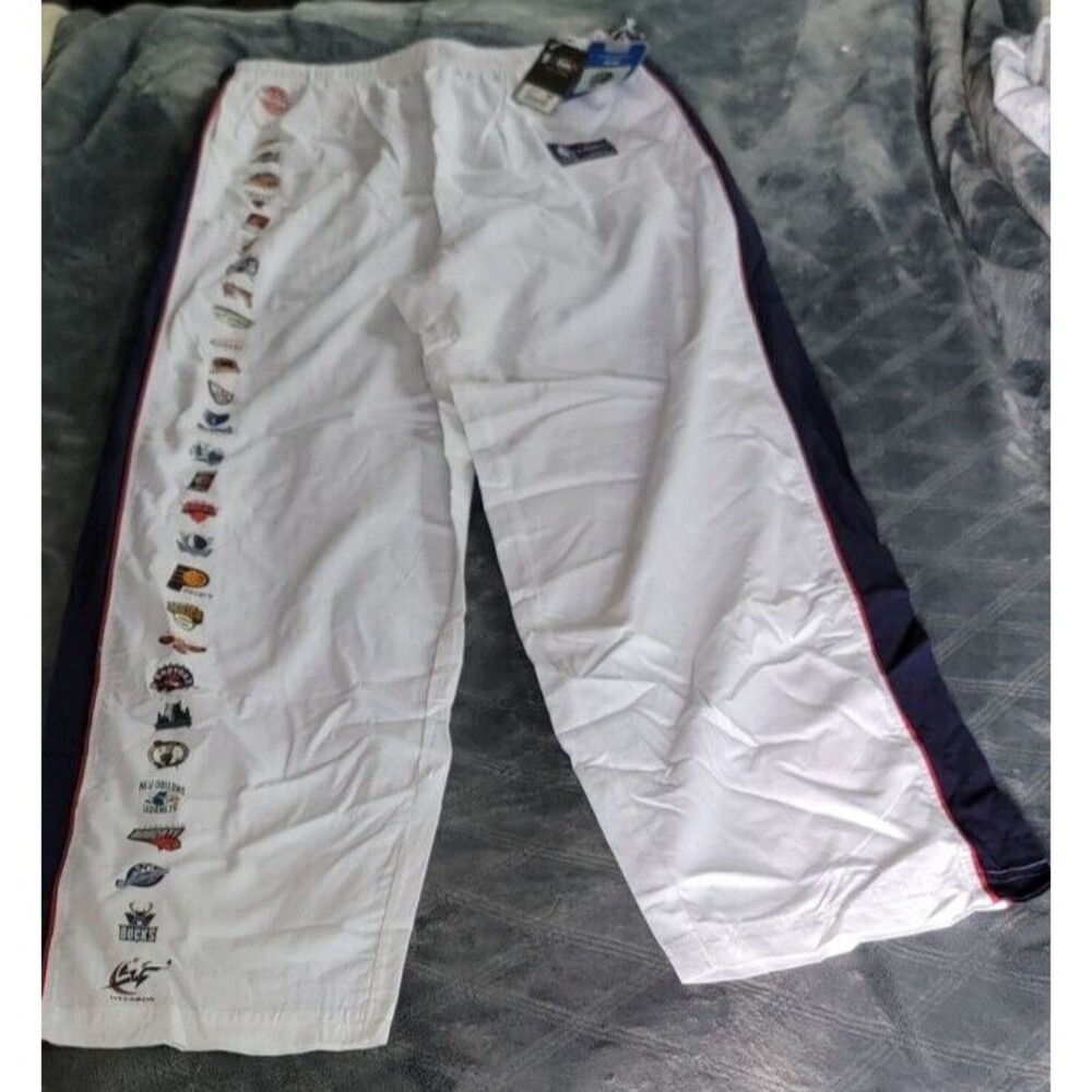 UNK NBA Team Print White Loungewear Pants Men's L 38-38 With 30 Team Logos New